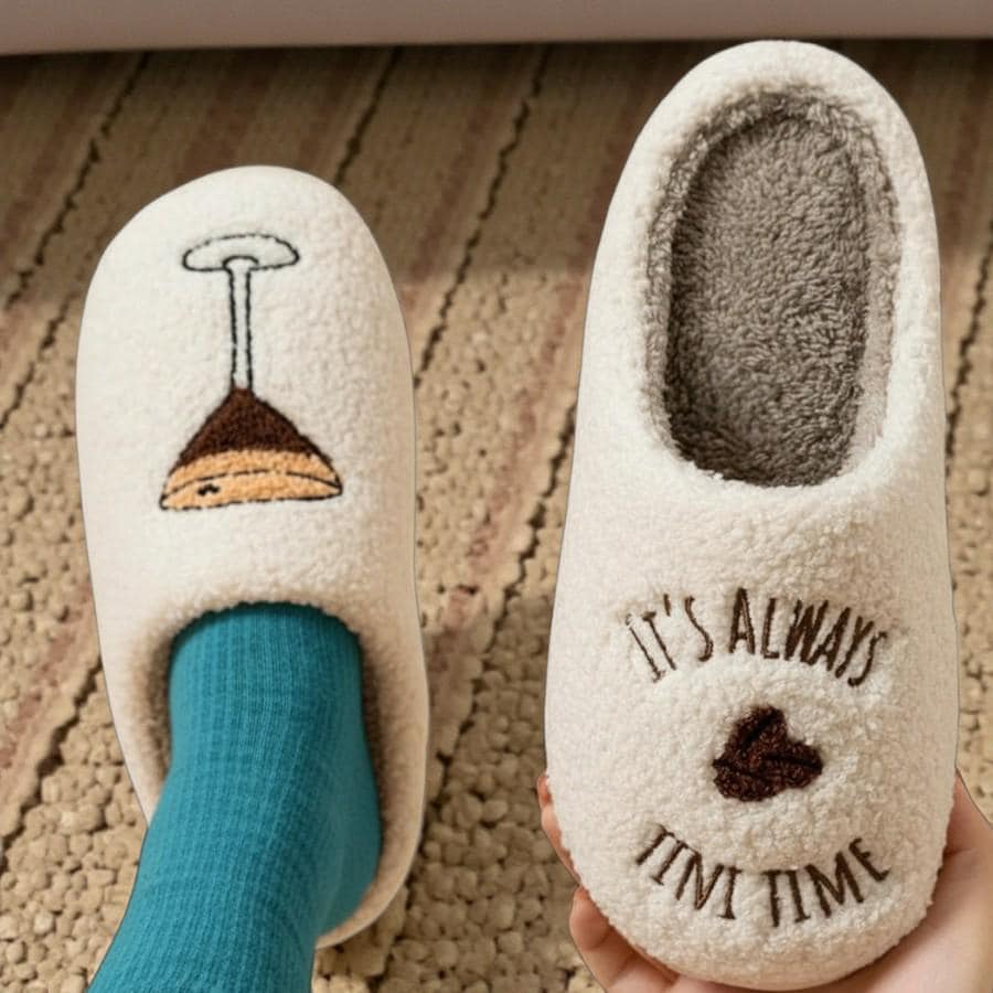Kapcie Espresso Martini – Damskie puszyste bawełniane buty domowe